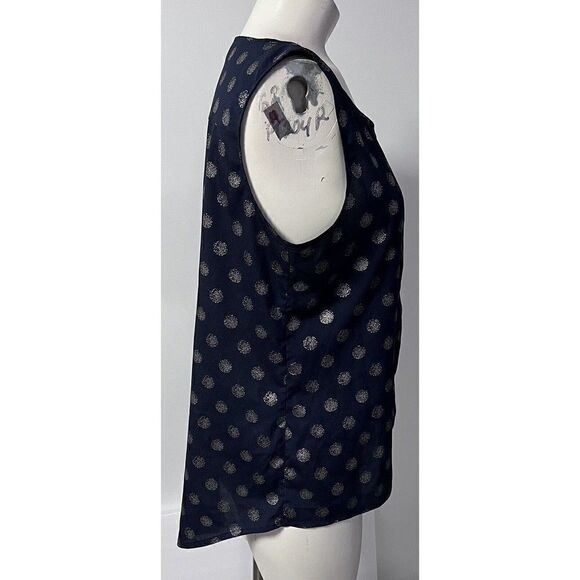 Chico's Women's Sleeveless Navy Top with Silver Dots & High Low Hemline Size 0 - Picture 6 of 8